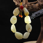 和田玉洒红皮籽料【精品手串】（122.3g）
