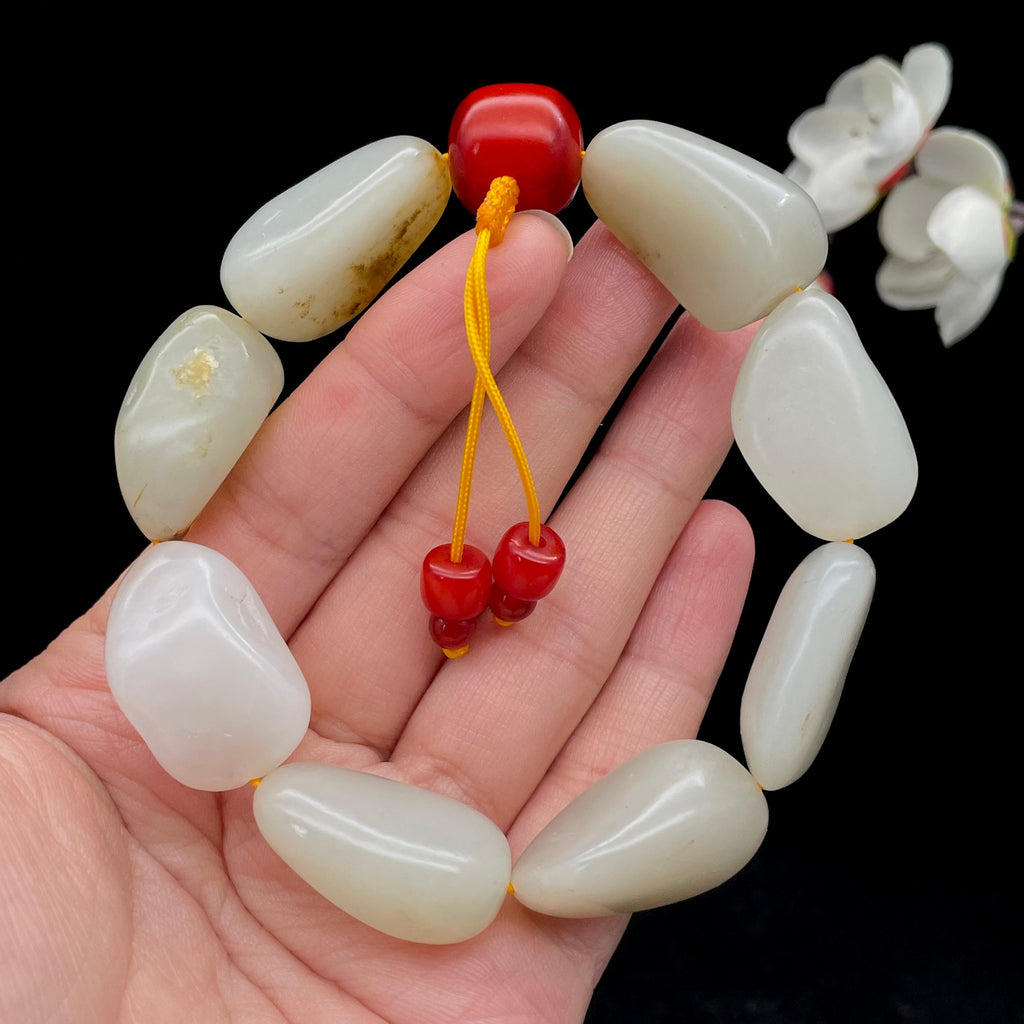 和田玉白玉籽料【精品手串】（75.4g）