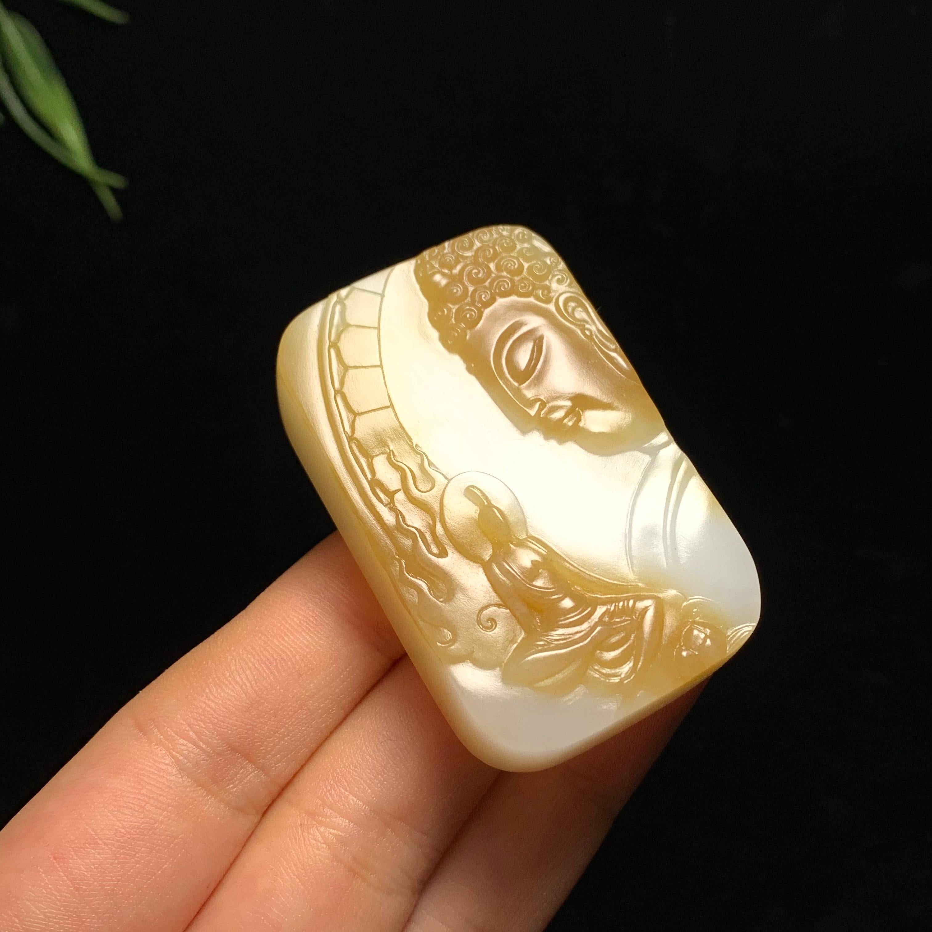 高品质新疆且末糖羊脂白玉悟道挂件（68.8g）