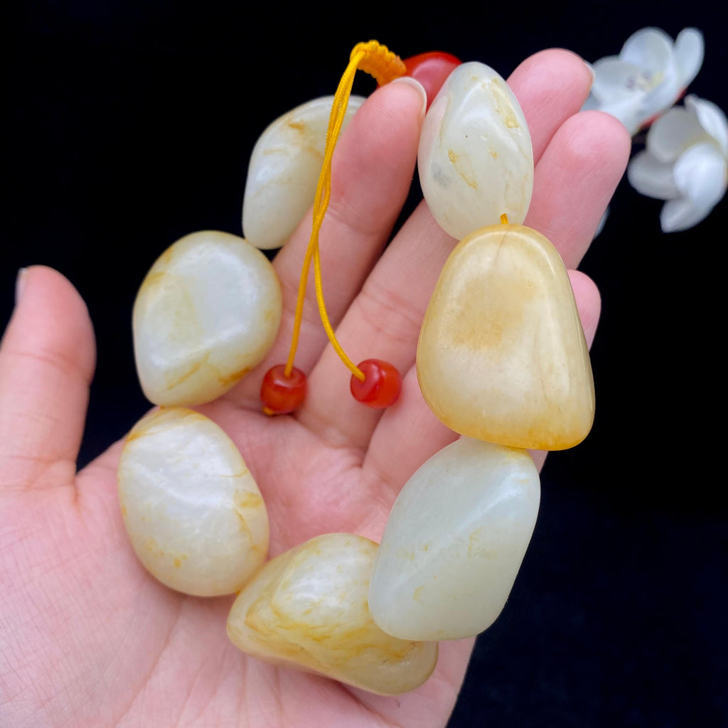 和田玉洒金皮籽料【精品手串】（129.7g）