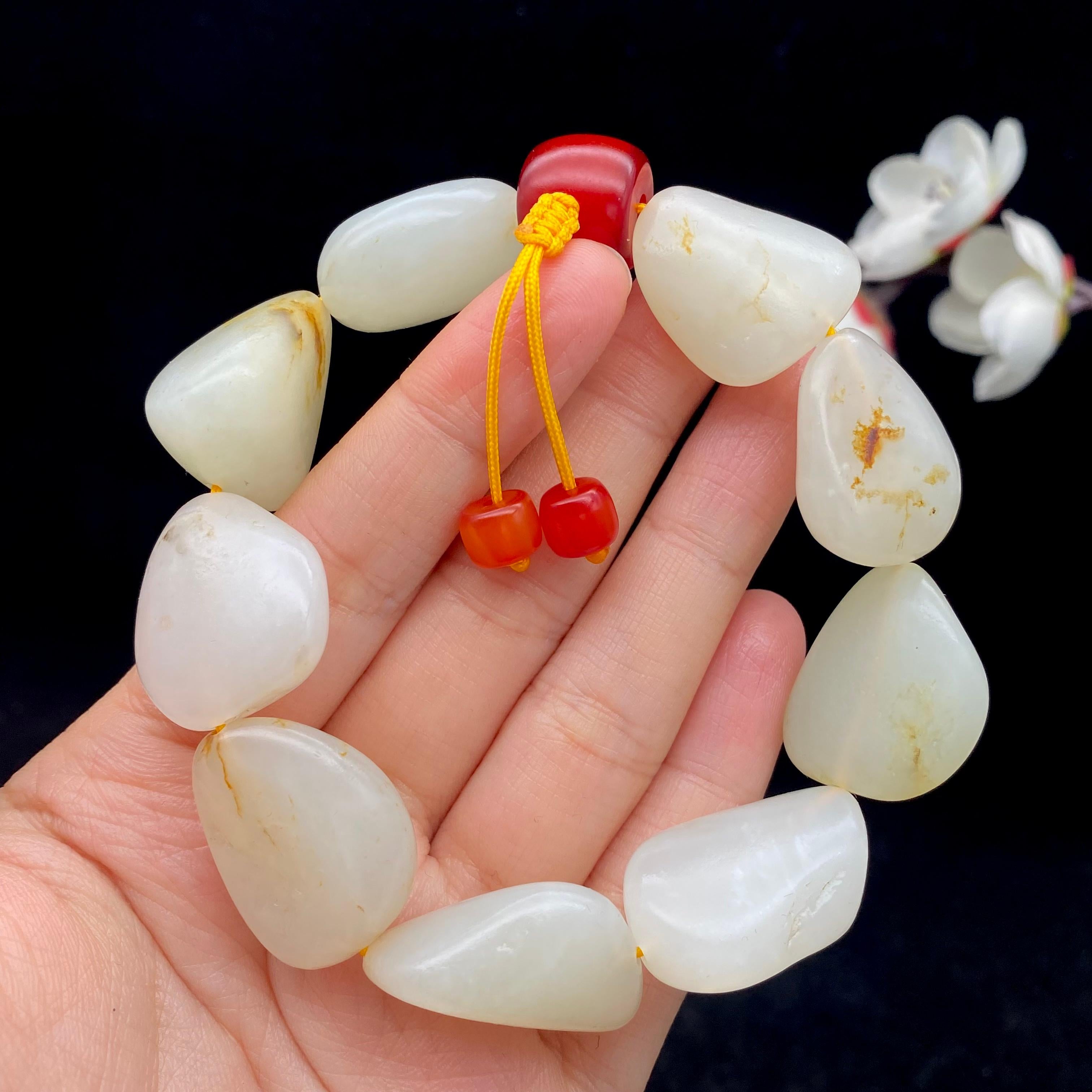 和田玉洒金皮籽料【精品手串】（76.3g）