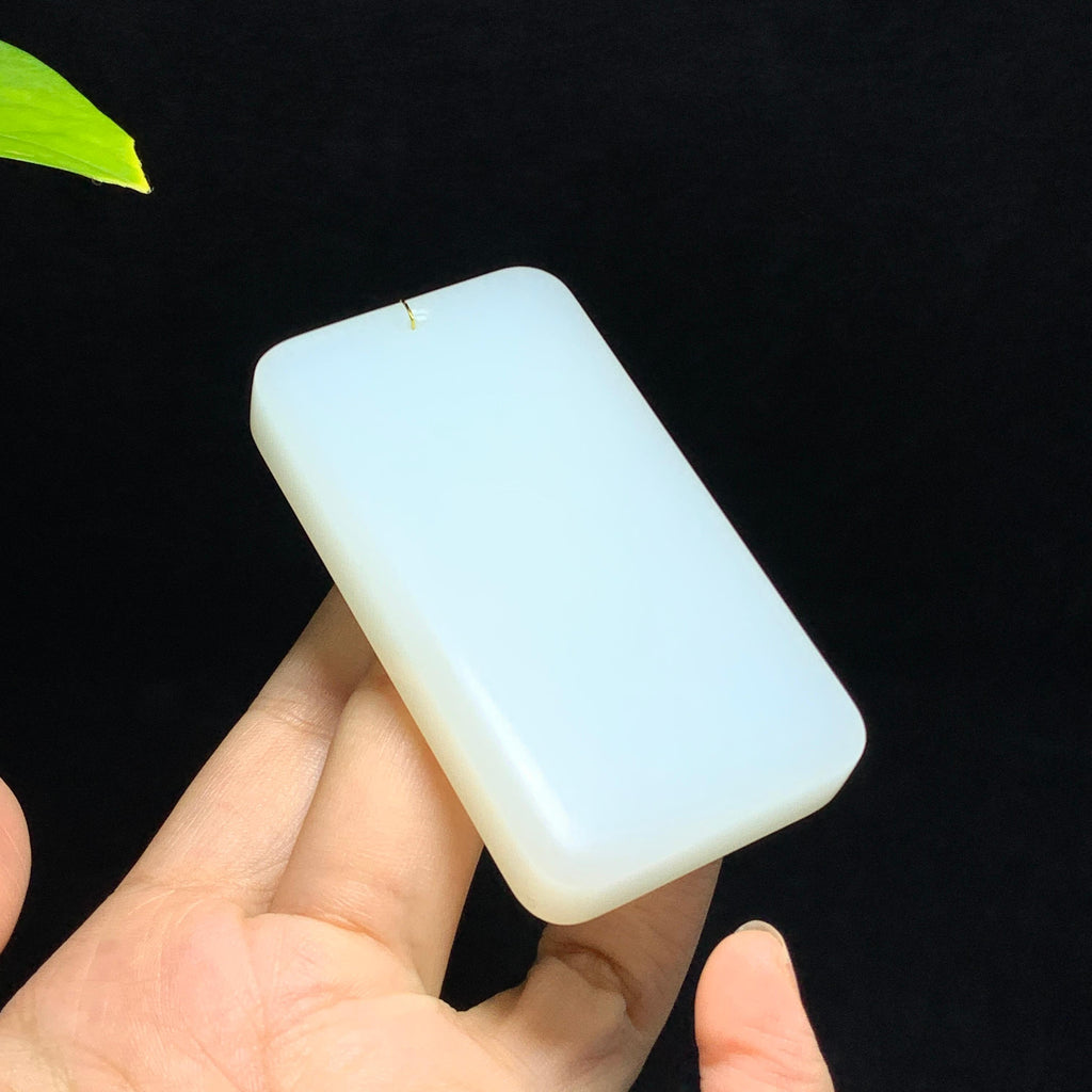 和田山料羊脂白玉无事牌挂件（105.8g）