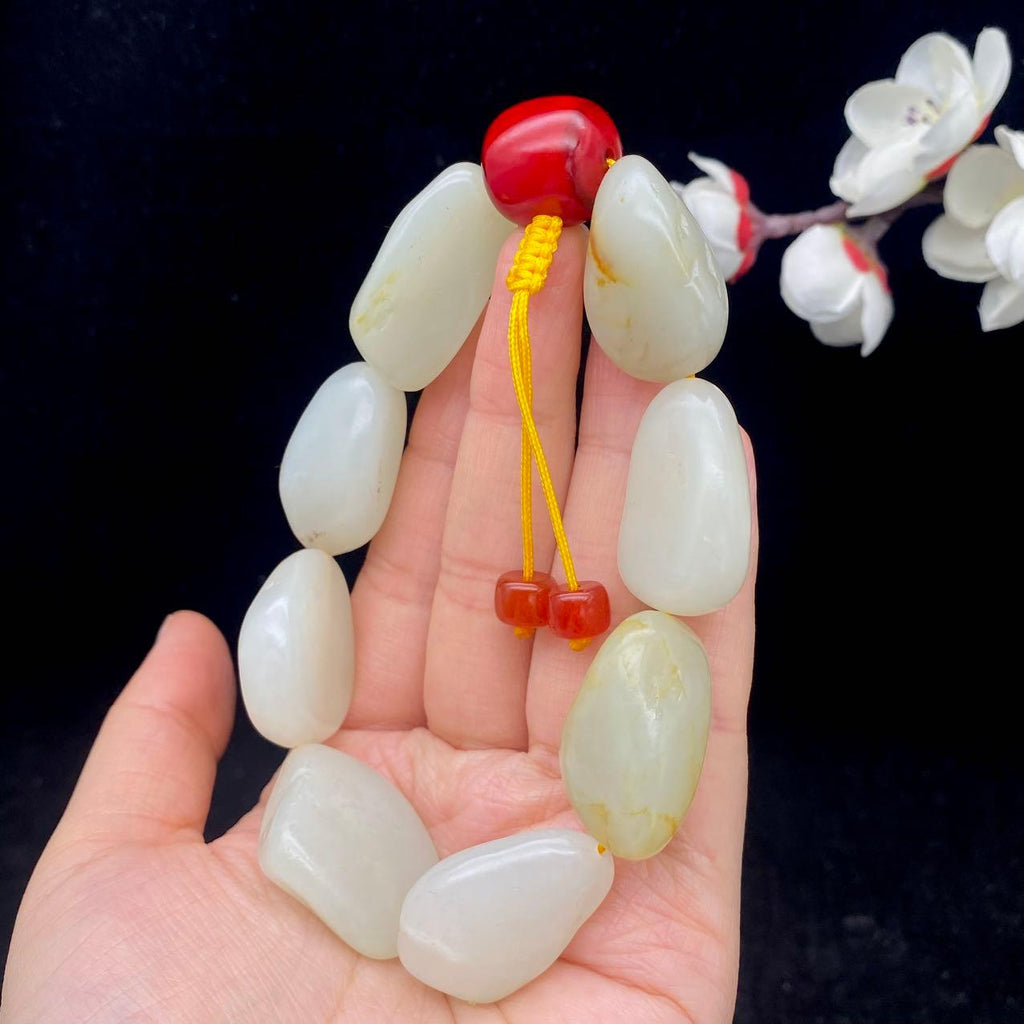 和田玉洒金皮籽料【精品手串】（94.2g）