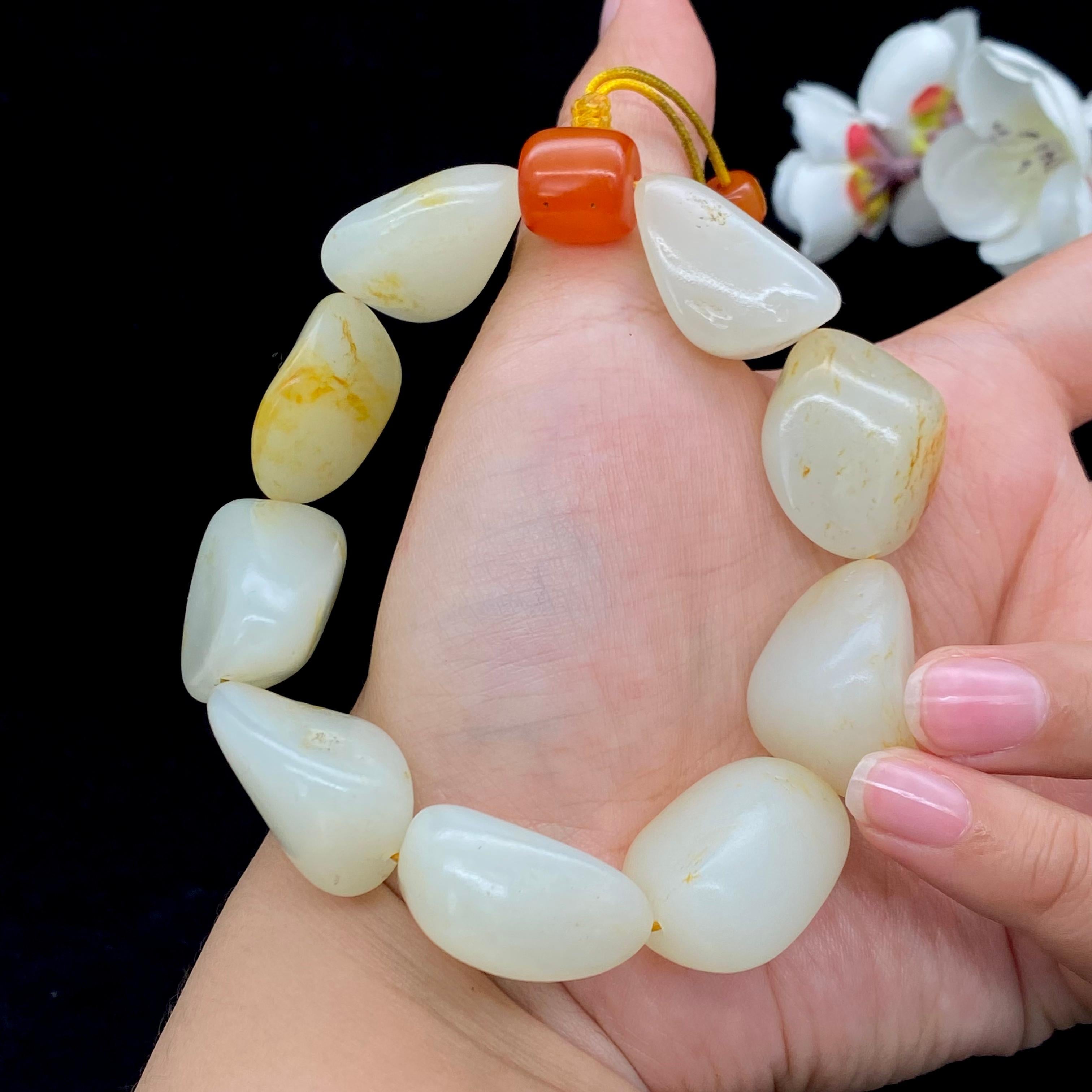 和田玉洒金皮籽料【精品手串】（106g）