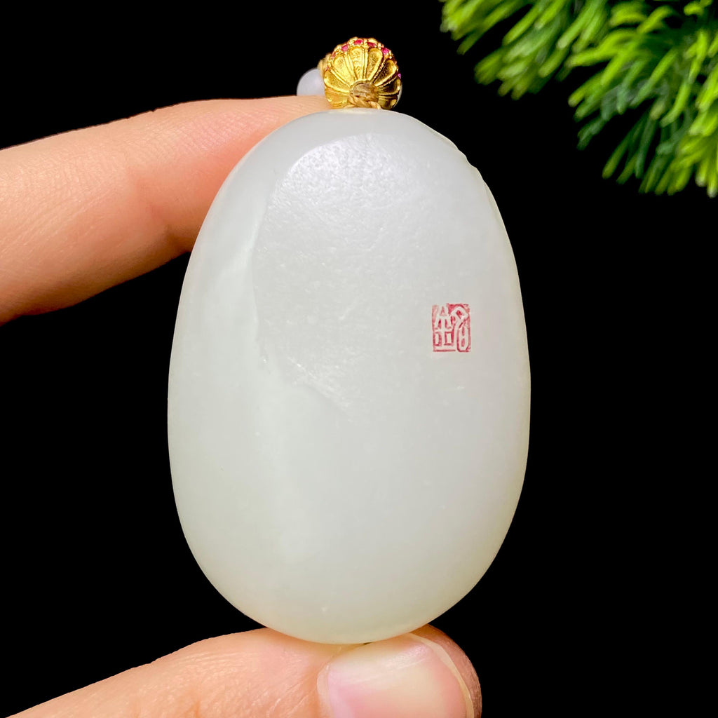 和田玉籽料封侯拜象（57.7g）