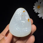 和田玉籽料羊脂白玉观音（39.7g）