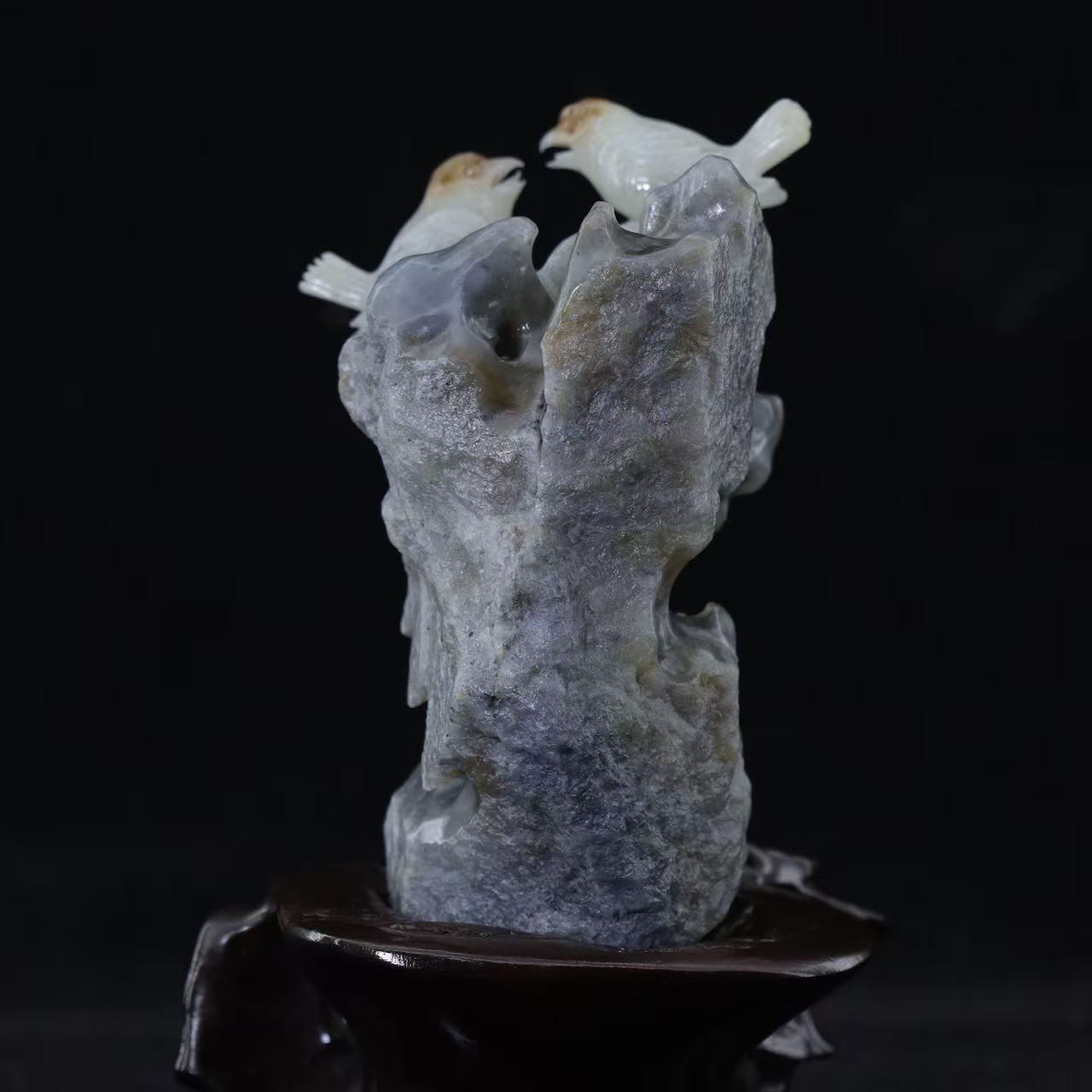 和田玉青花俏色 “双喜临门” 摆件（321.9g）