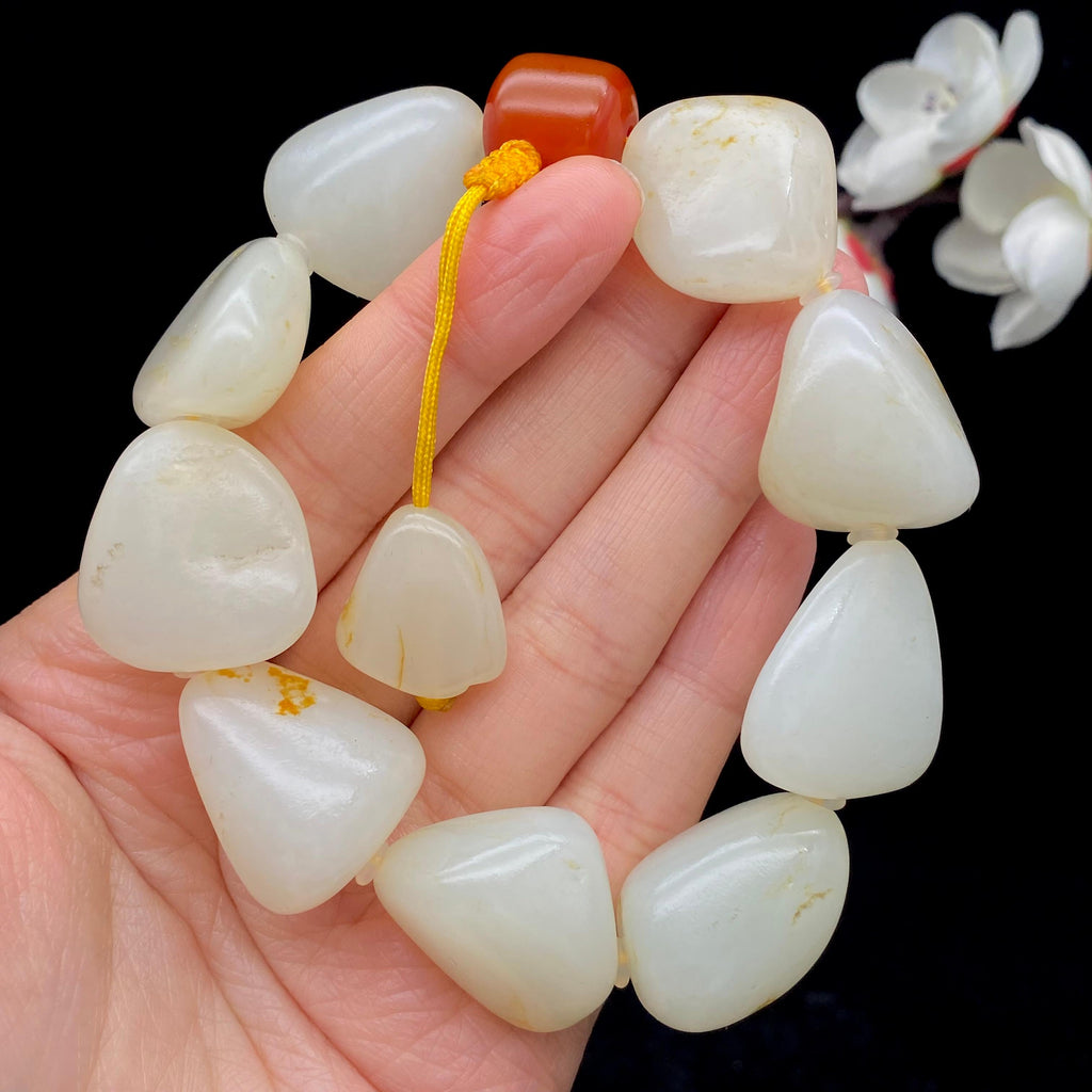 和田玉洒金皮籽料【精品手串】（94.2g）