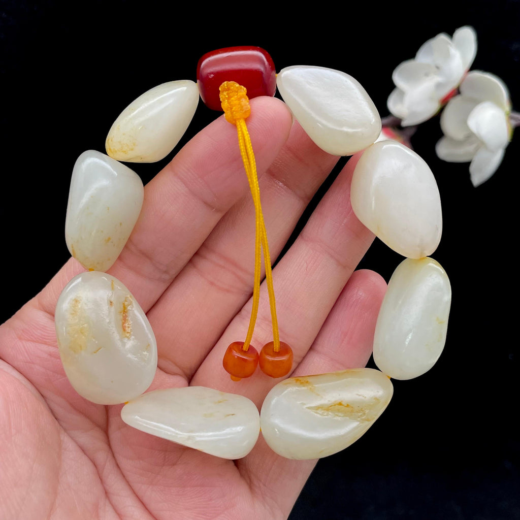 和田玉洒金皮籽料【精品手串】（67.2g）