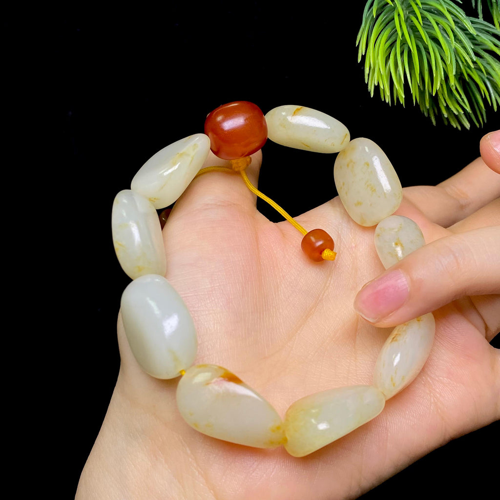 和田玉洒金皮白肉籽料手串（61.0g）