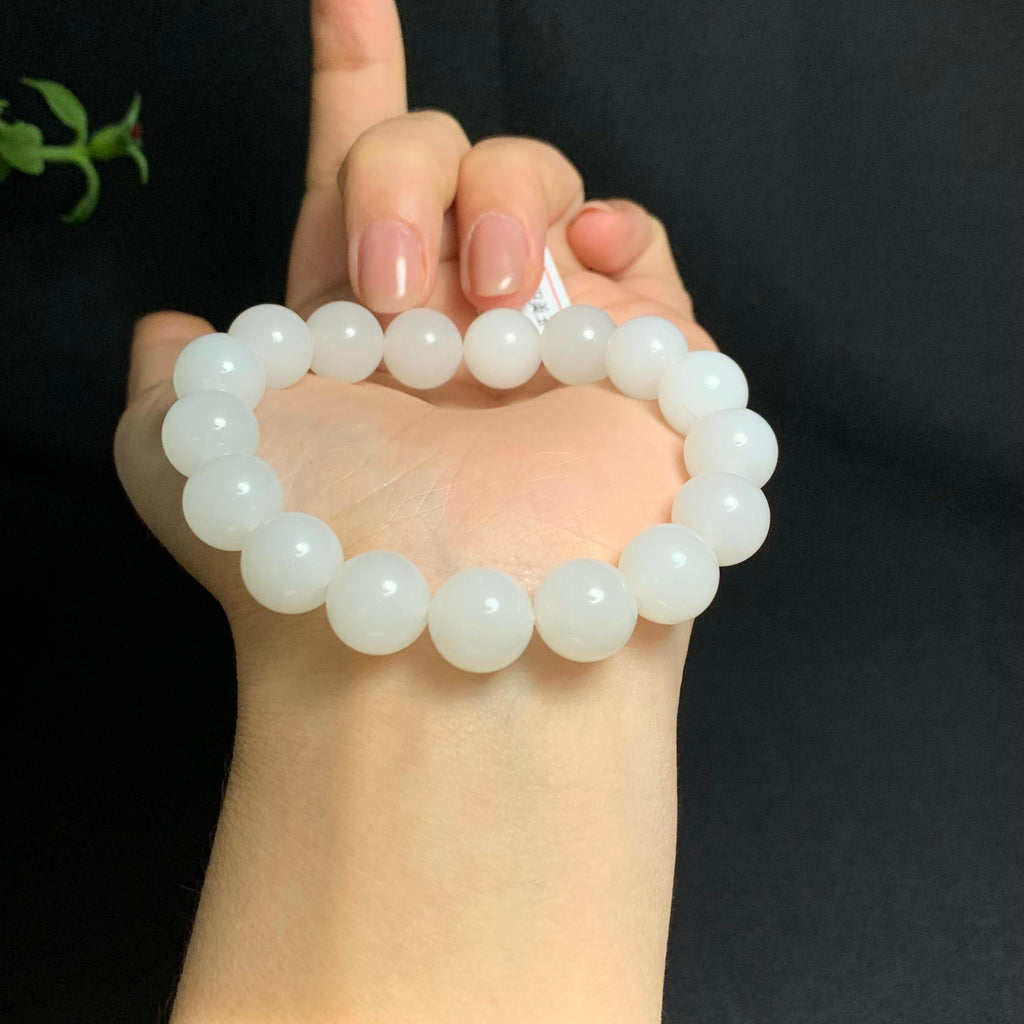 和田山料冰底白玉手串（45.0g）