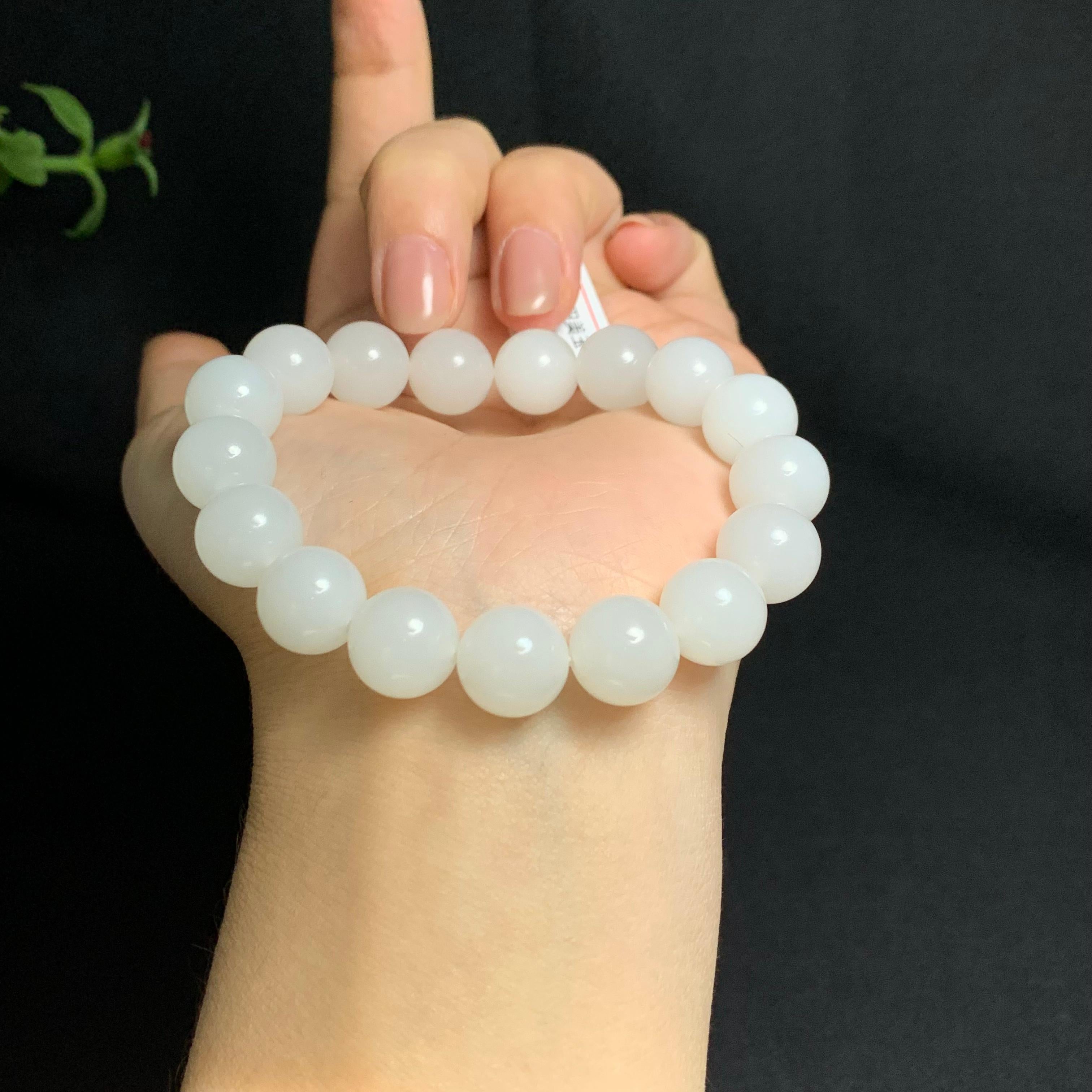 和田山料冰底白玉手串（45.0g）