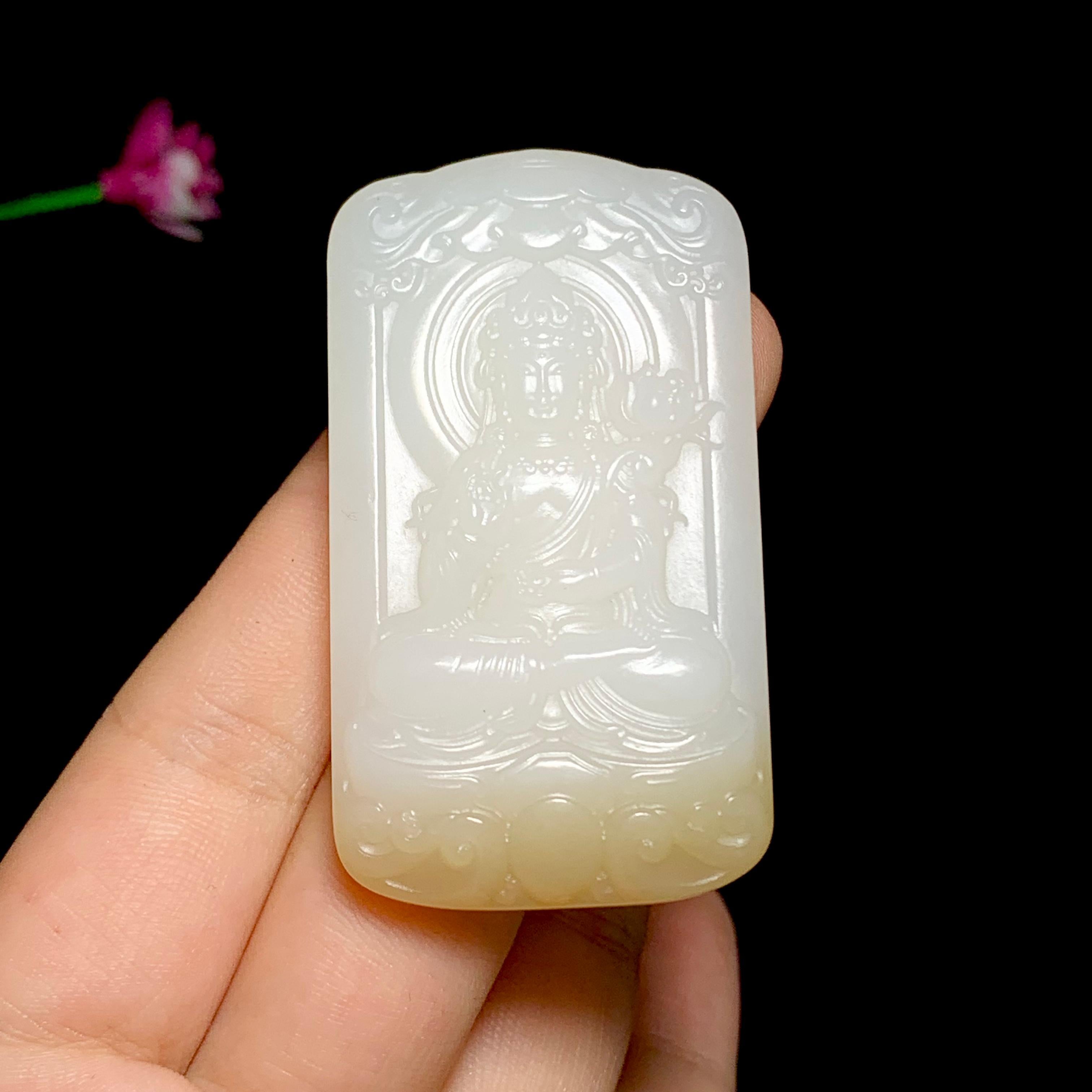 新疆山料糖白玉观音牌（35.0g）