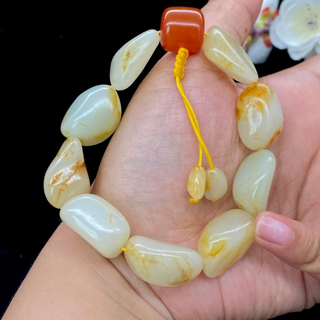 和田玉洒金皮籽料【精品手串】（73.3g）