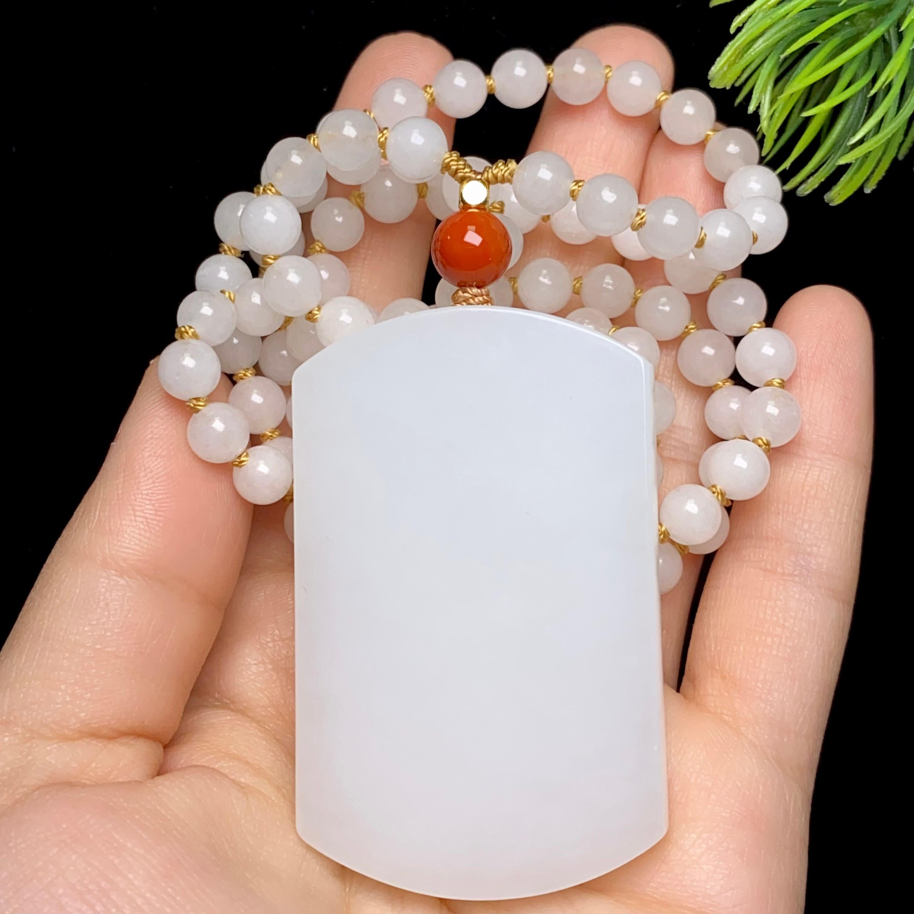 和田玉白玉无事牌（48.9g）