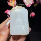 和田玉糖白观音佛牌子（38.6g）