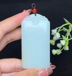 和田玉糖白羊脂玉莲花无相佛牌头平安无事牌（77.4g）