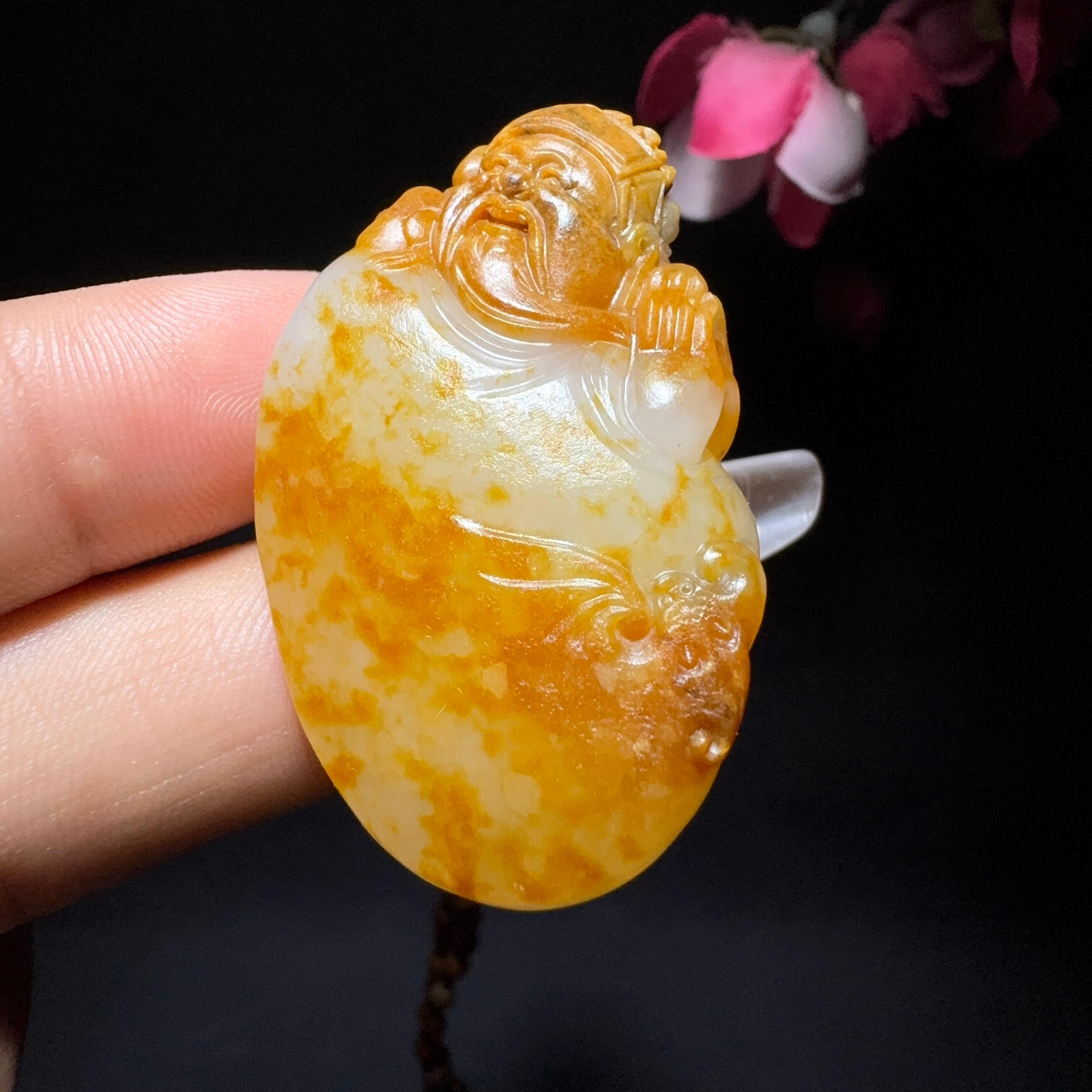 和田玉籽料挂件财神（26.4g）