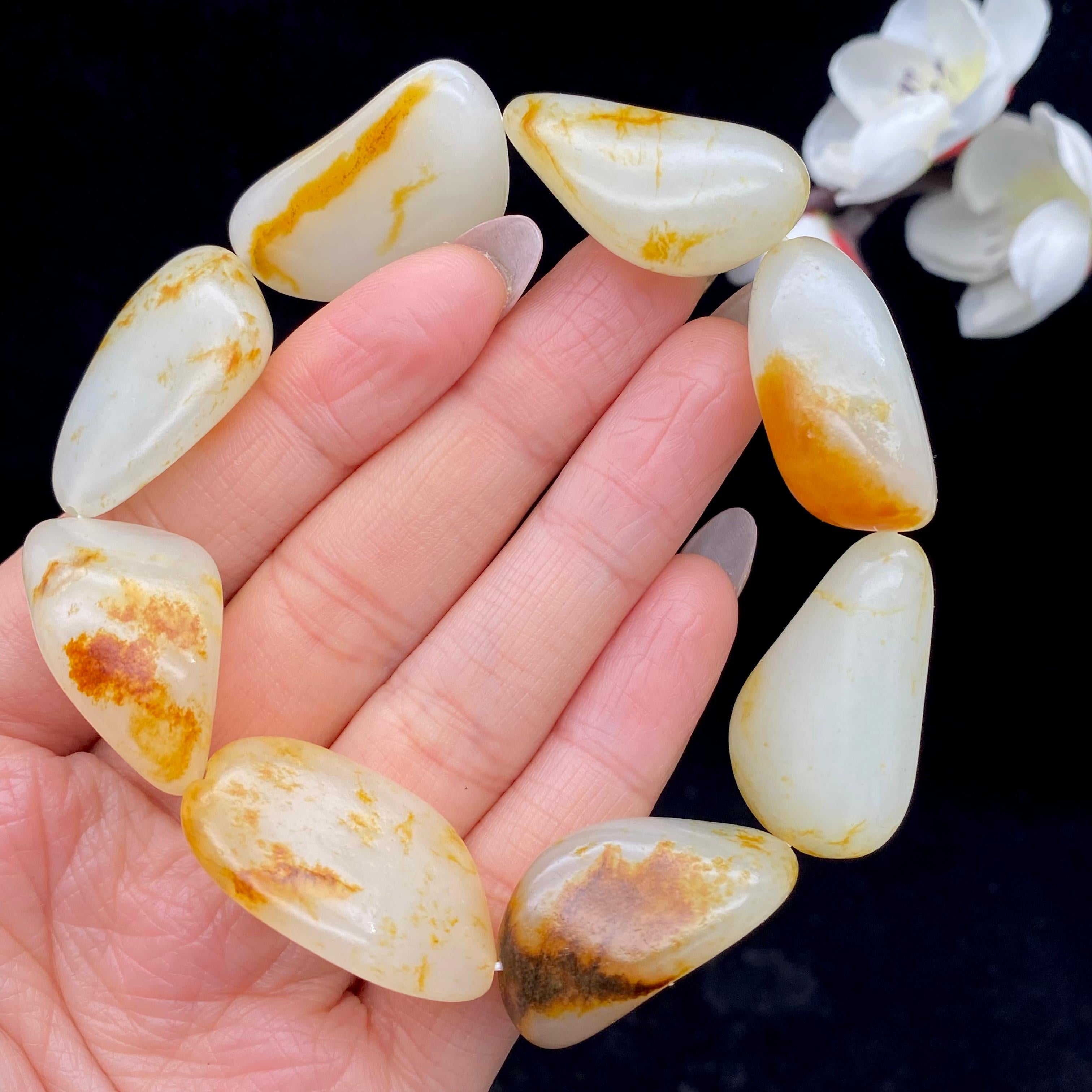 和田玉洒金皮【精品手串】（75.8g）