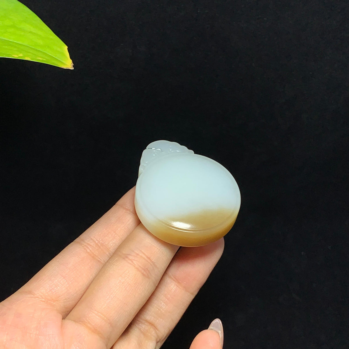 和田山料羊脂糖白玉无事牌圆牌挂件（39.3g）