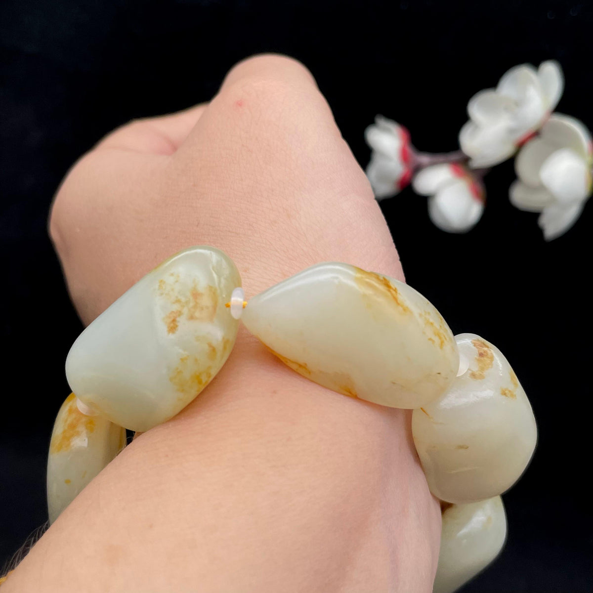 和田玉洒金皮籽料【精品手串】（91.3g）