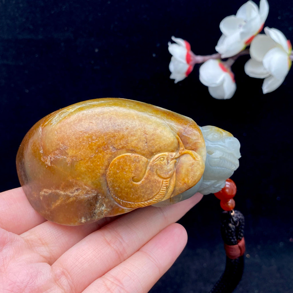 和田玉青花籽料【龙龟】手把件（268.2g）