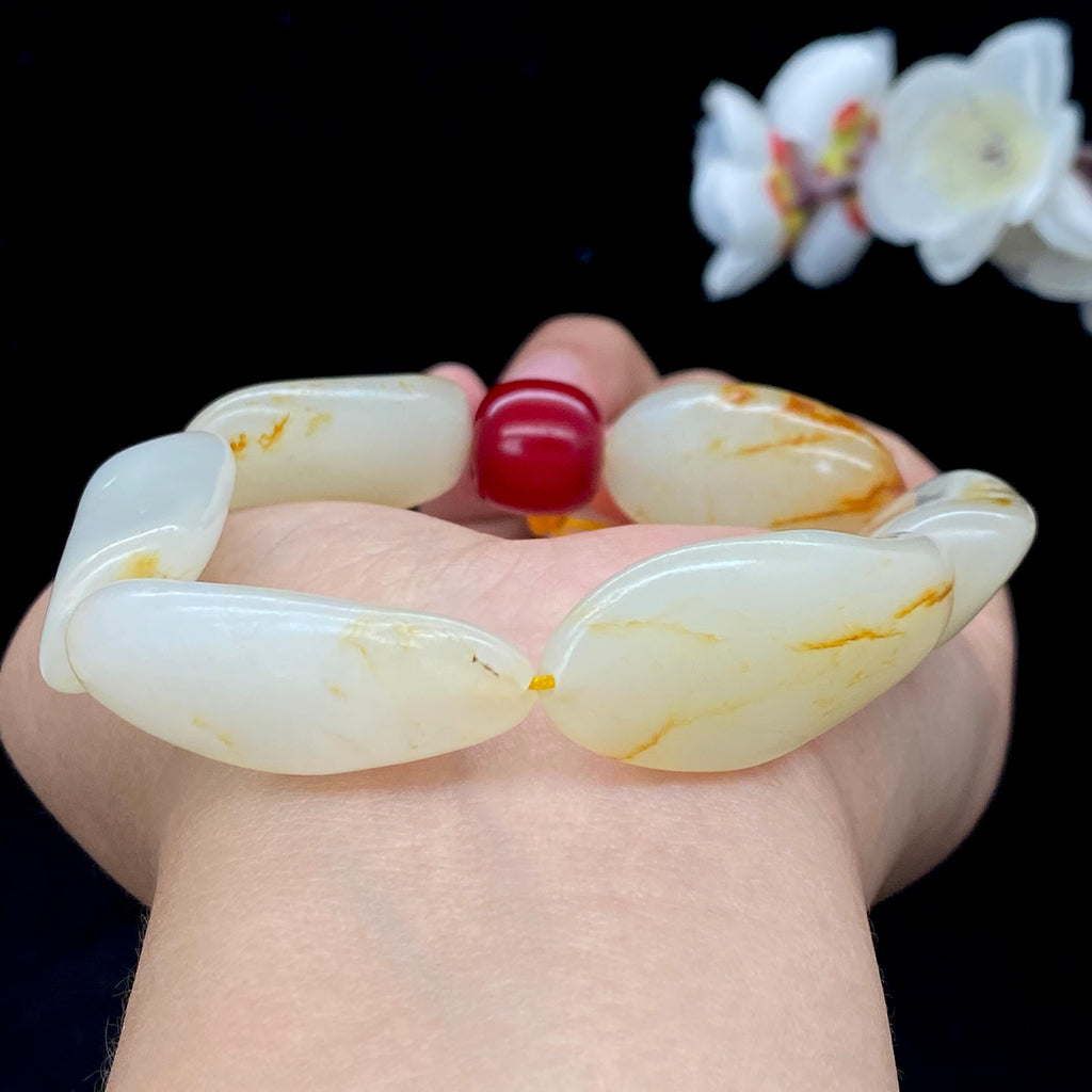 和田玉洒金皮籽料【精品手串】（69.8g）