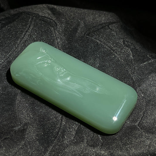 和田玉碧玉粉青关公牌（35.8g）