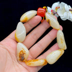 和田玉洒红皮籽料【精品手串】（90.8g）