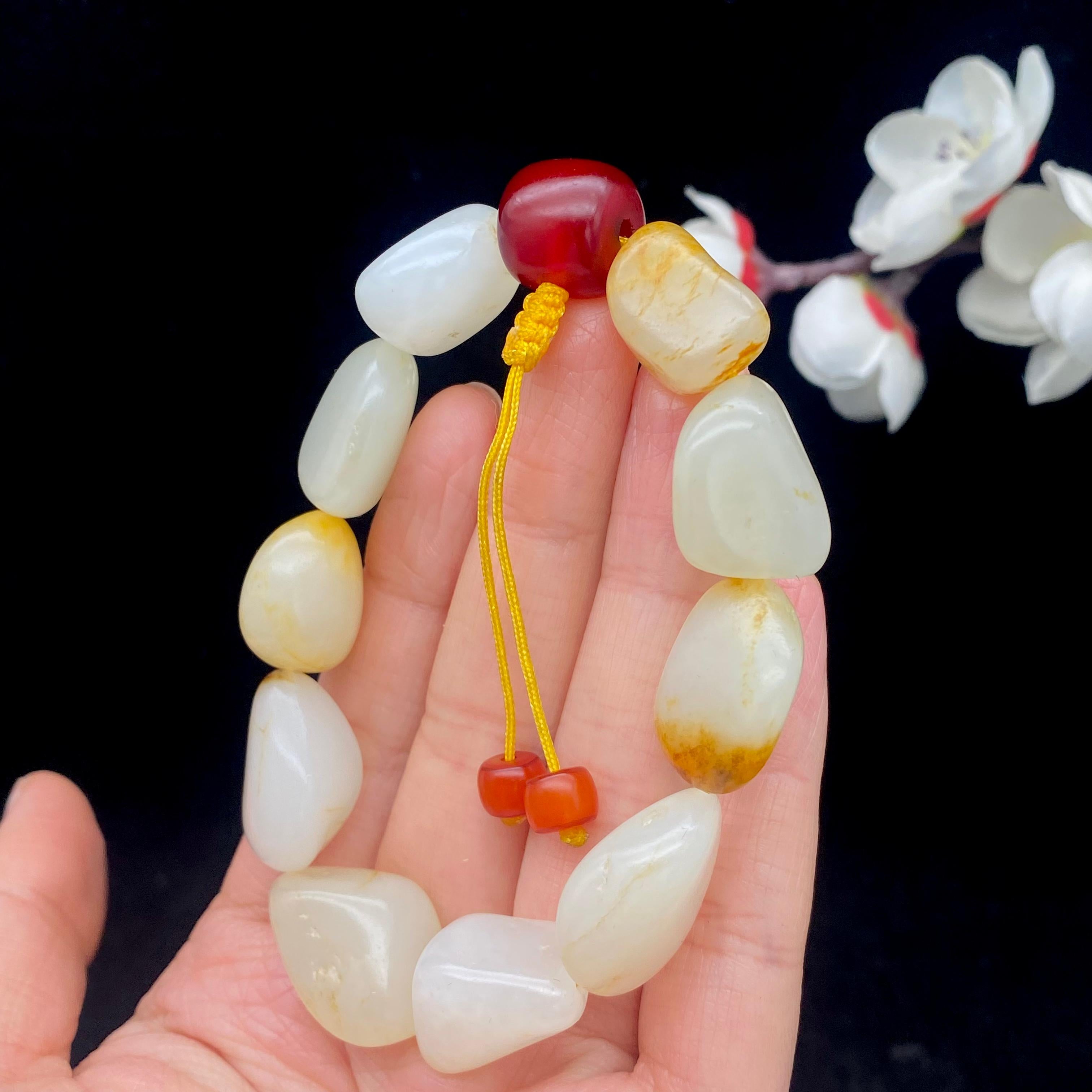 和田玉洒金皮籽料【精品手串】（48.4g）