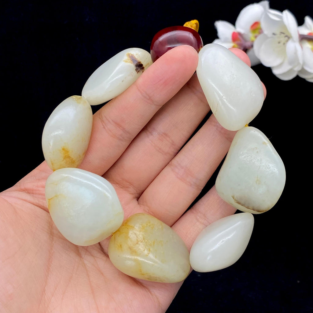 和田玉洒金皮籽料【精品男士手串】（151.9g）