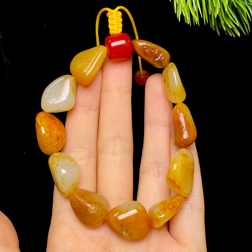 和田玉黄皮白肉籽料手串（41.8g）