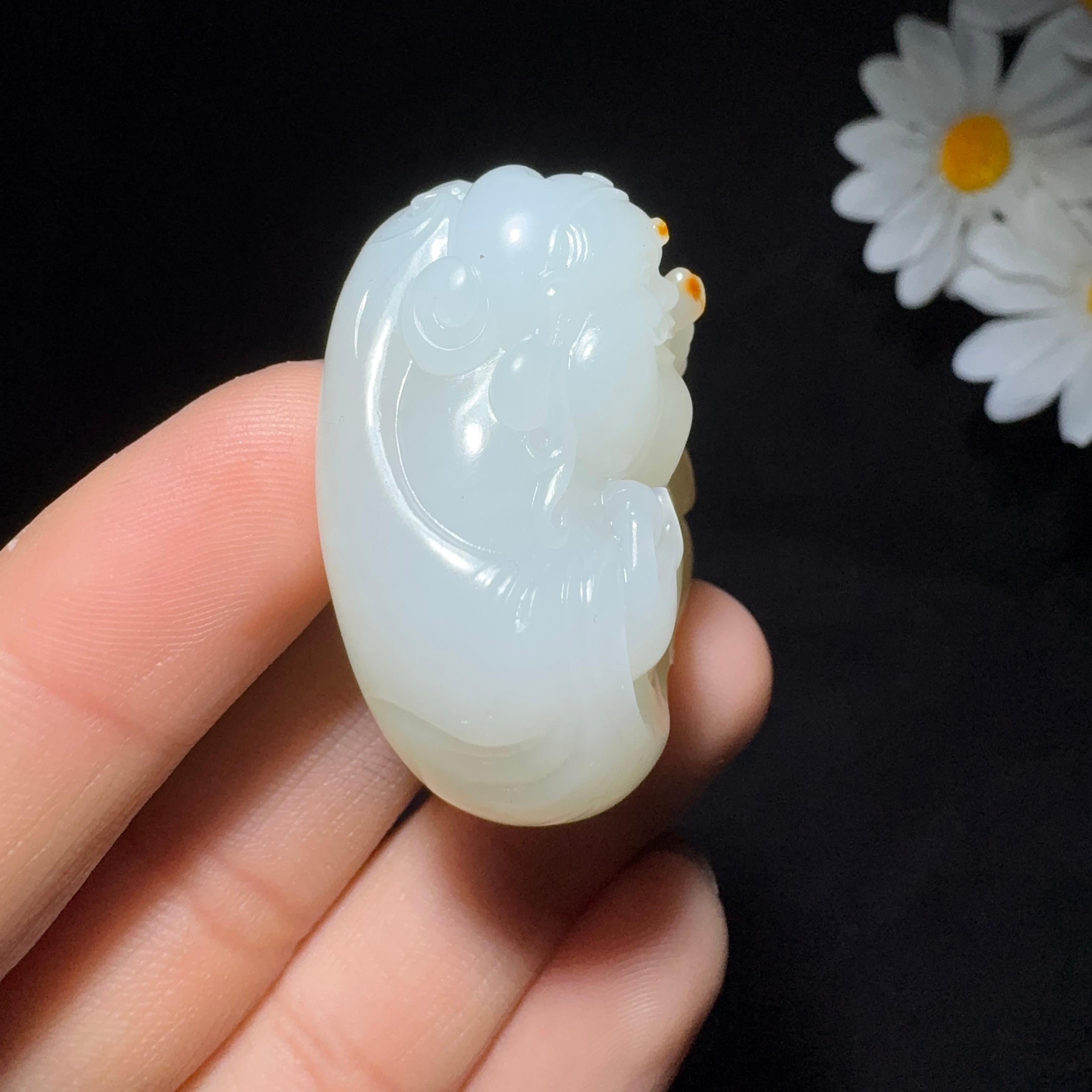 和田玉籽料羊脂财务挂件财神（35.1g）