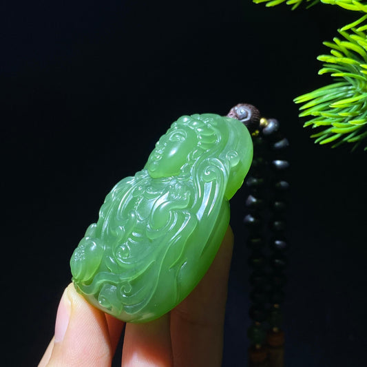 和田玉碧玉观音挂件（55.9g）