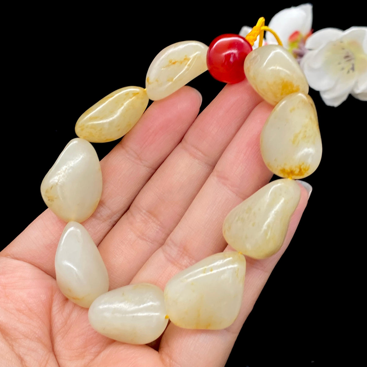 和田玉洒金皮籽料【精品手串】（58.2g）