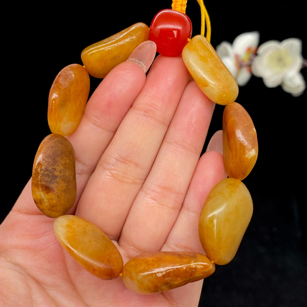 和田玉黄沁皮籽料【精品手串】（53.8g）
