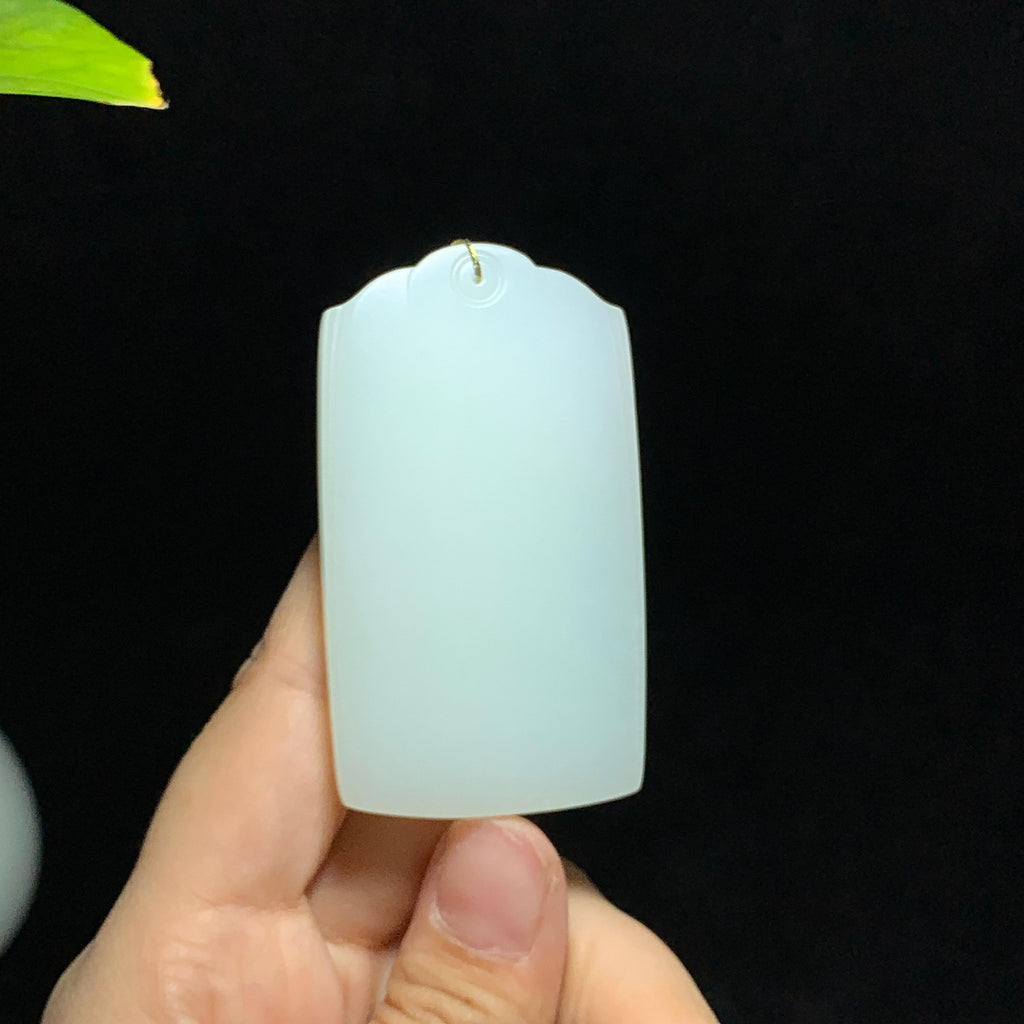 和田山料羊脂白玉无事牌挂件（54.6g）