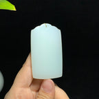 和田山料羊脂白玉无事牌挂件（54.6g）