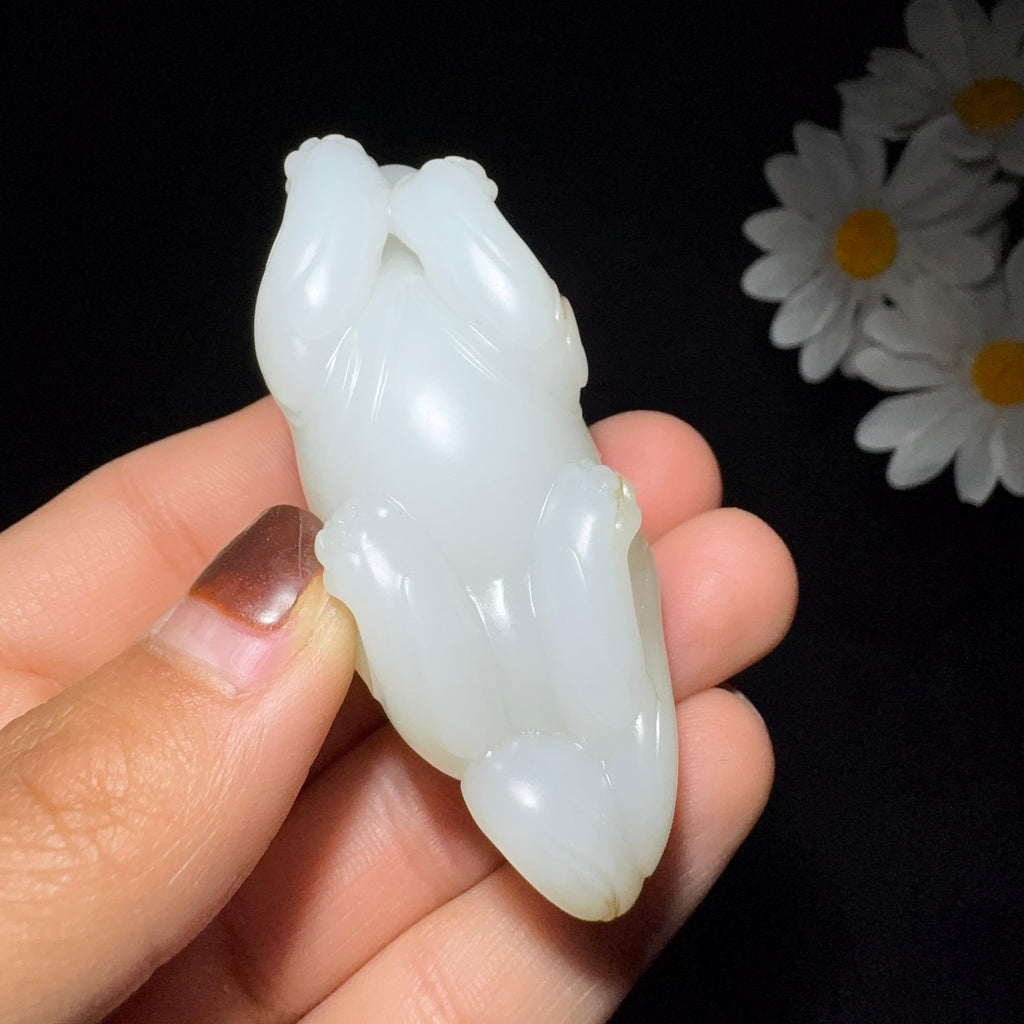 和田玉籽料白玉手把件貔貅（68.2g）