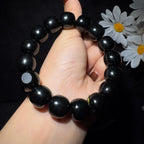 和田玉籽料黑青老型珠手串（75.9g）