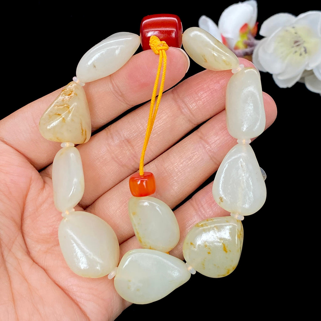 和田玉洒金皮籽料【精品手串】（53.4g）