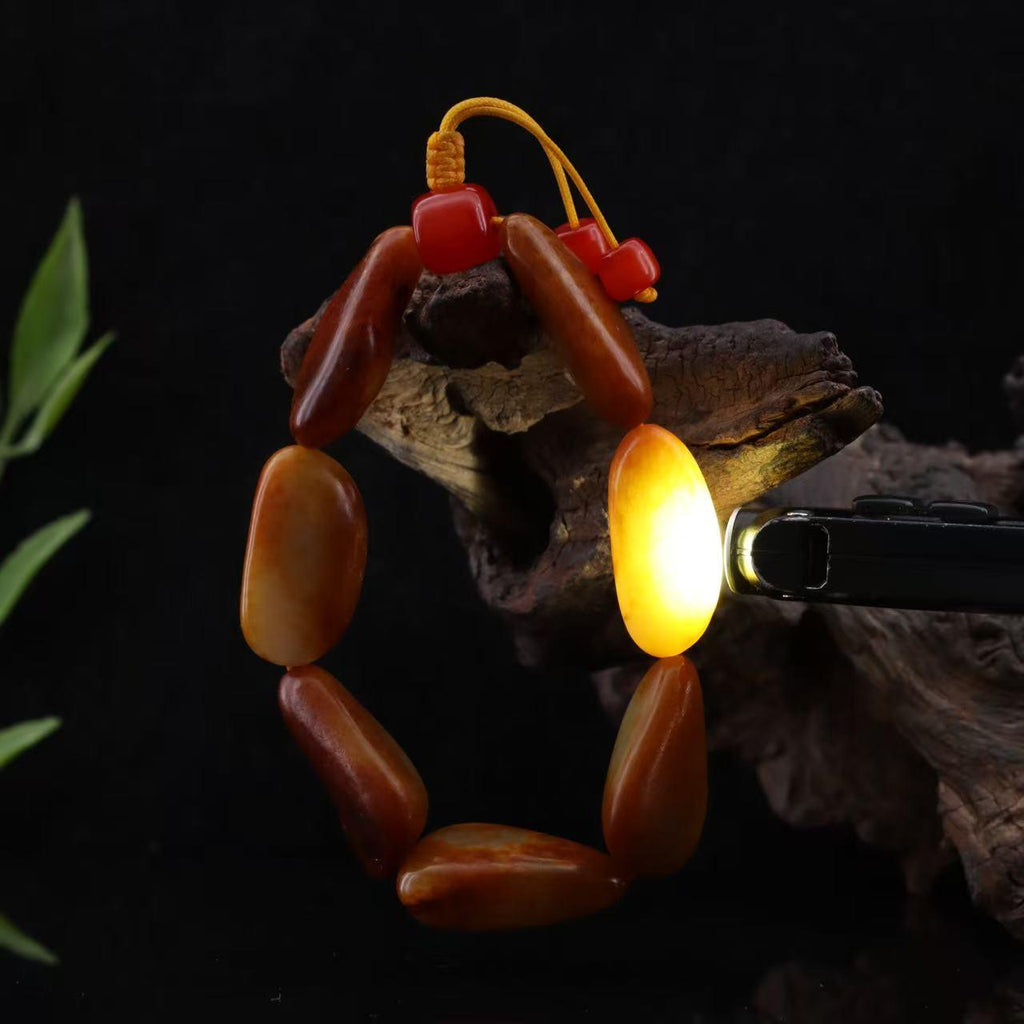 和田玉黄沁皮籽料【精品手串】（56.4g）