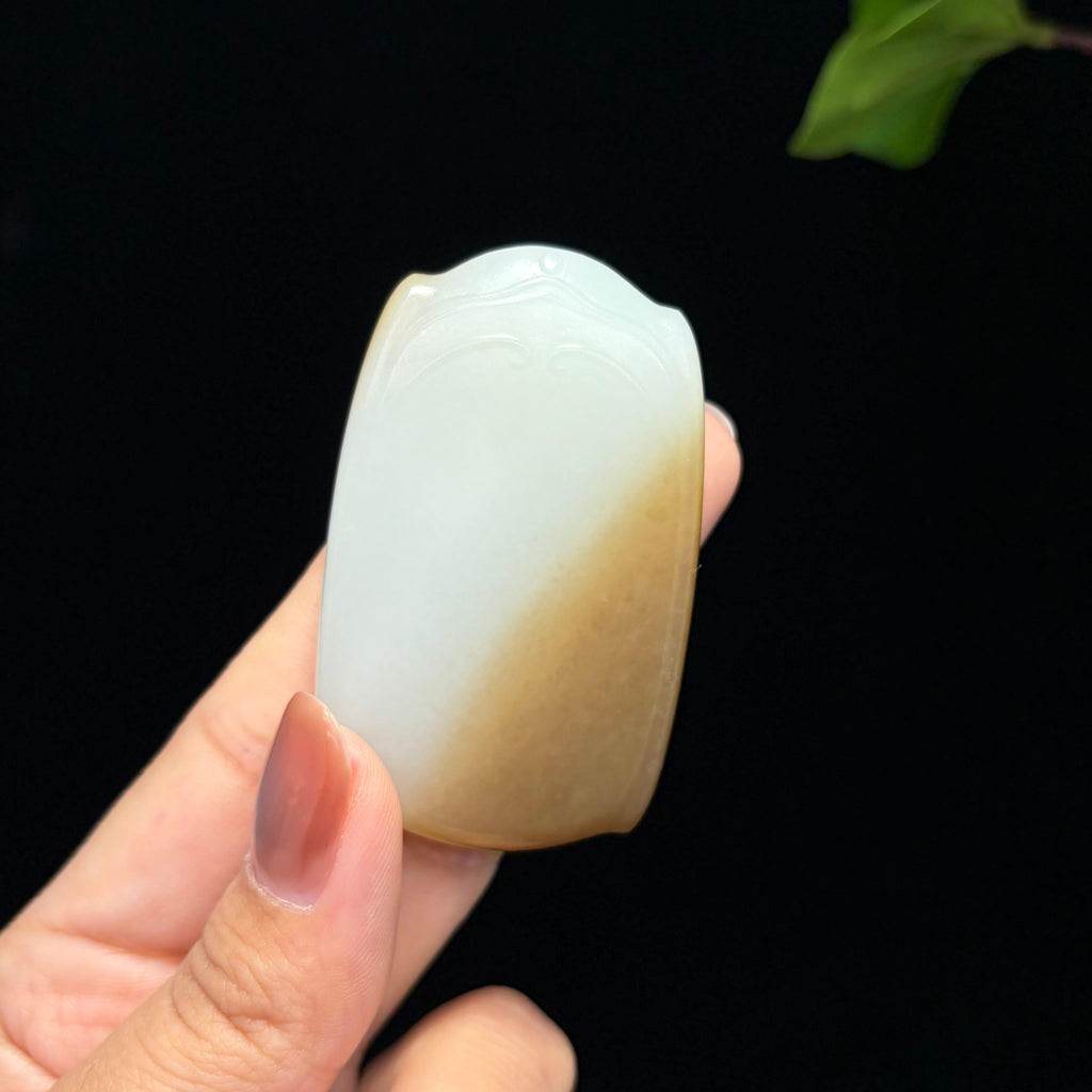 和田山料糖白玉无事牌挂件（40.6g）