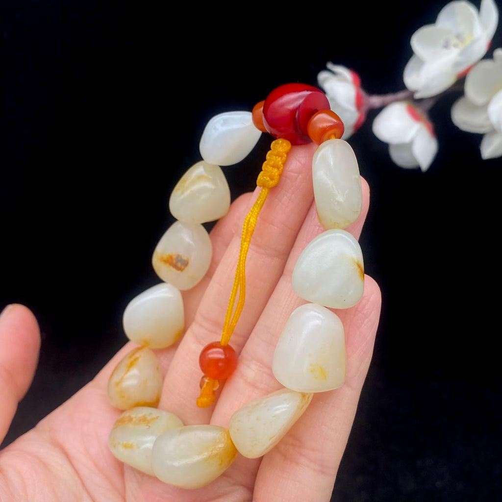 和田玉洒金皮籽料【精品手串】（43.2g）
