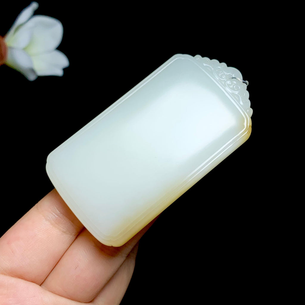 和田羊脂糖白玉无事牌（77.3g）