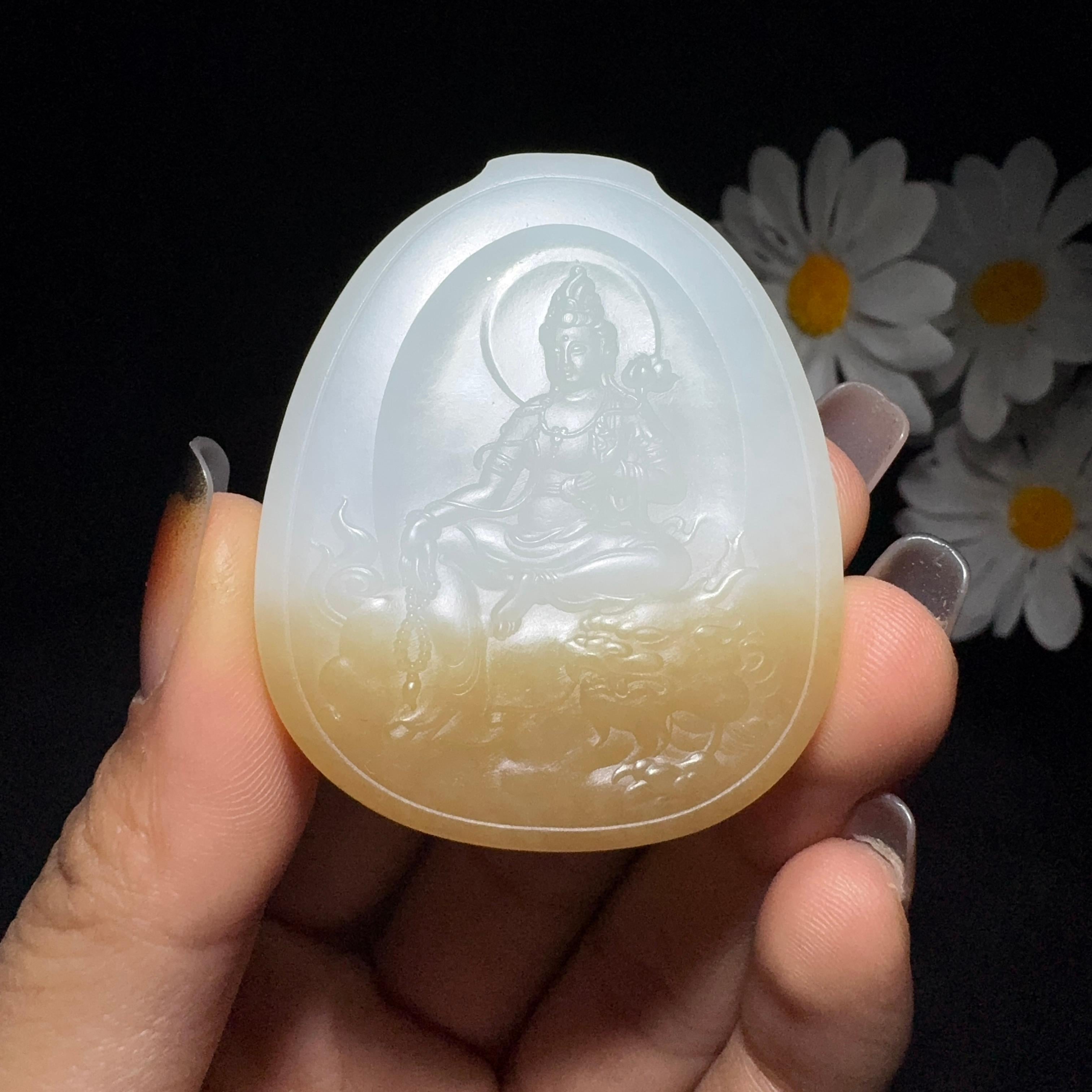 和田玉糖白玉文殊菩萨（31.8g）