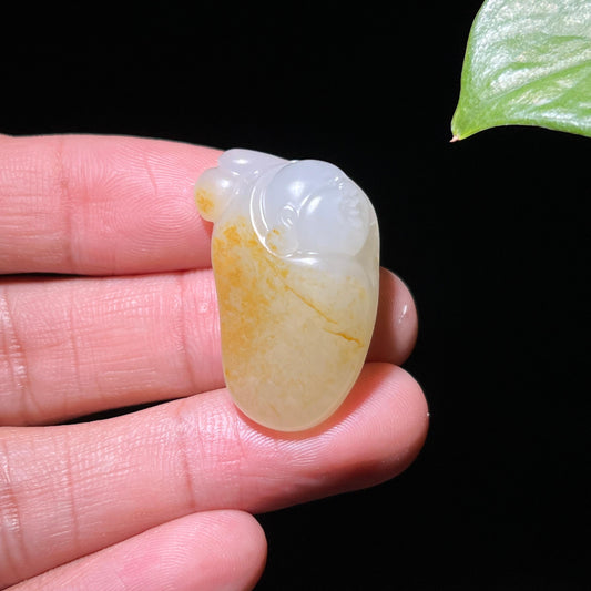 和田玉籽料洒金皮佛公挂件（10.8g）