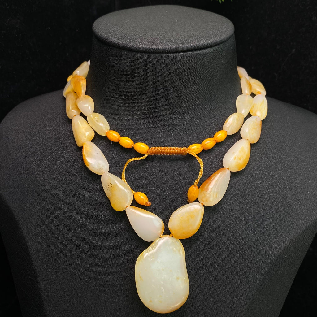 和田玉洒金皮籽料项链（75.4g）