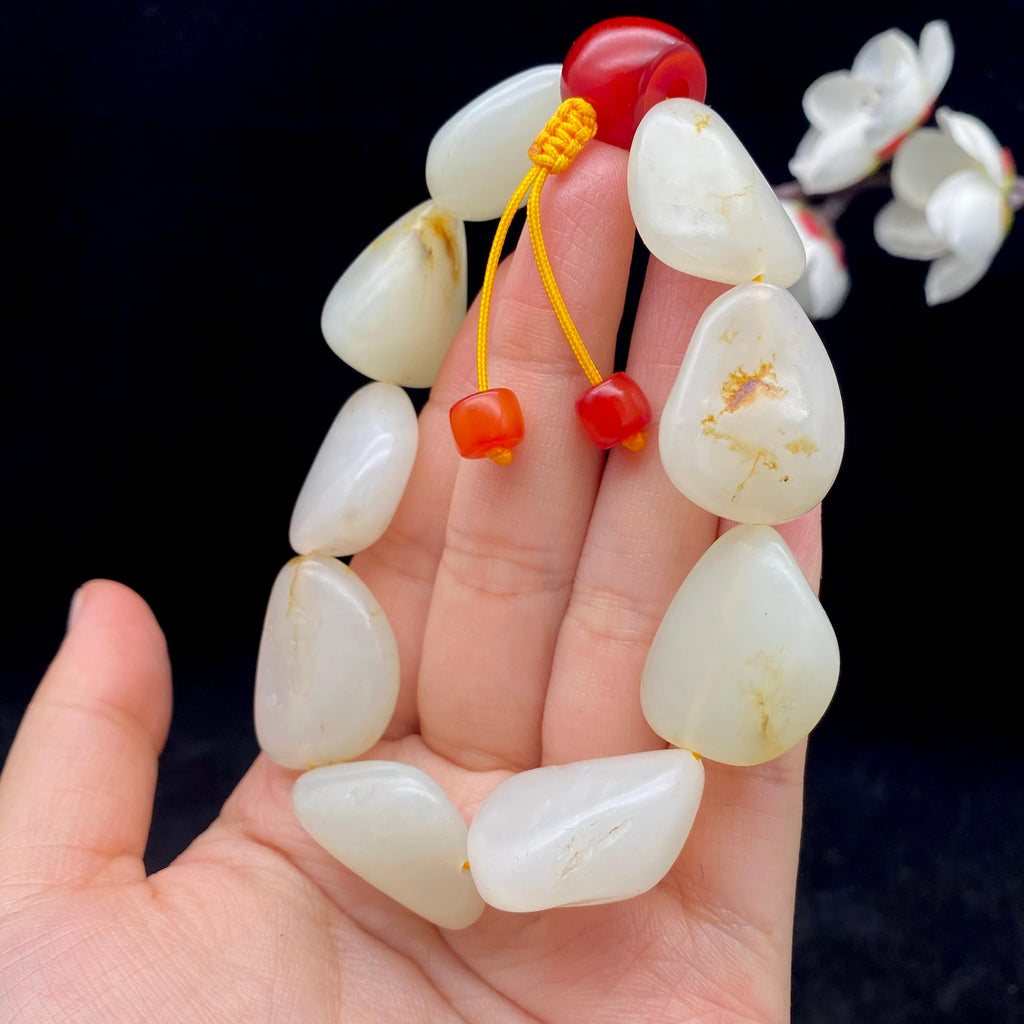 和田玉洒金皮籽料【精品手串】（76.3g）