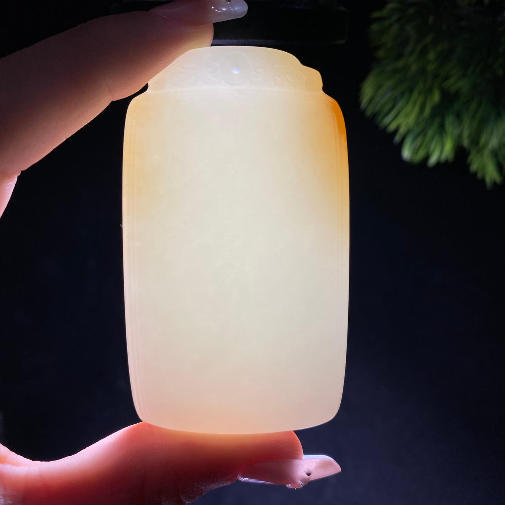 和田玉糖白无事牌（94.7g）